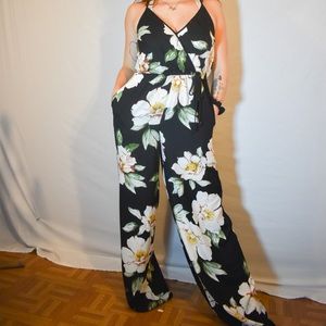 Flowery print and black romper!